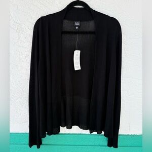 Eileen Fisher Black Open Front Cardigan XL Long Sleeve Lightweight NWT